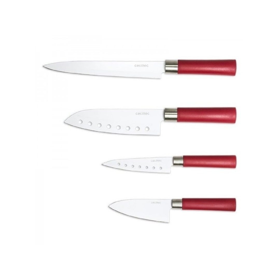 Santoku 4-Messer Set mit keramischer Beschichtung.